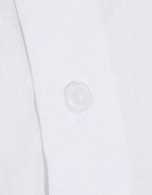 Beyaz Desenli Klasik Fit %100 Pamuk Gömlek