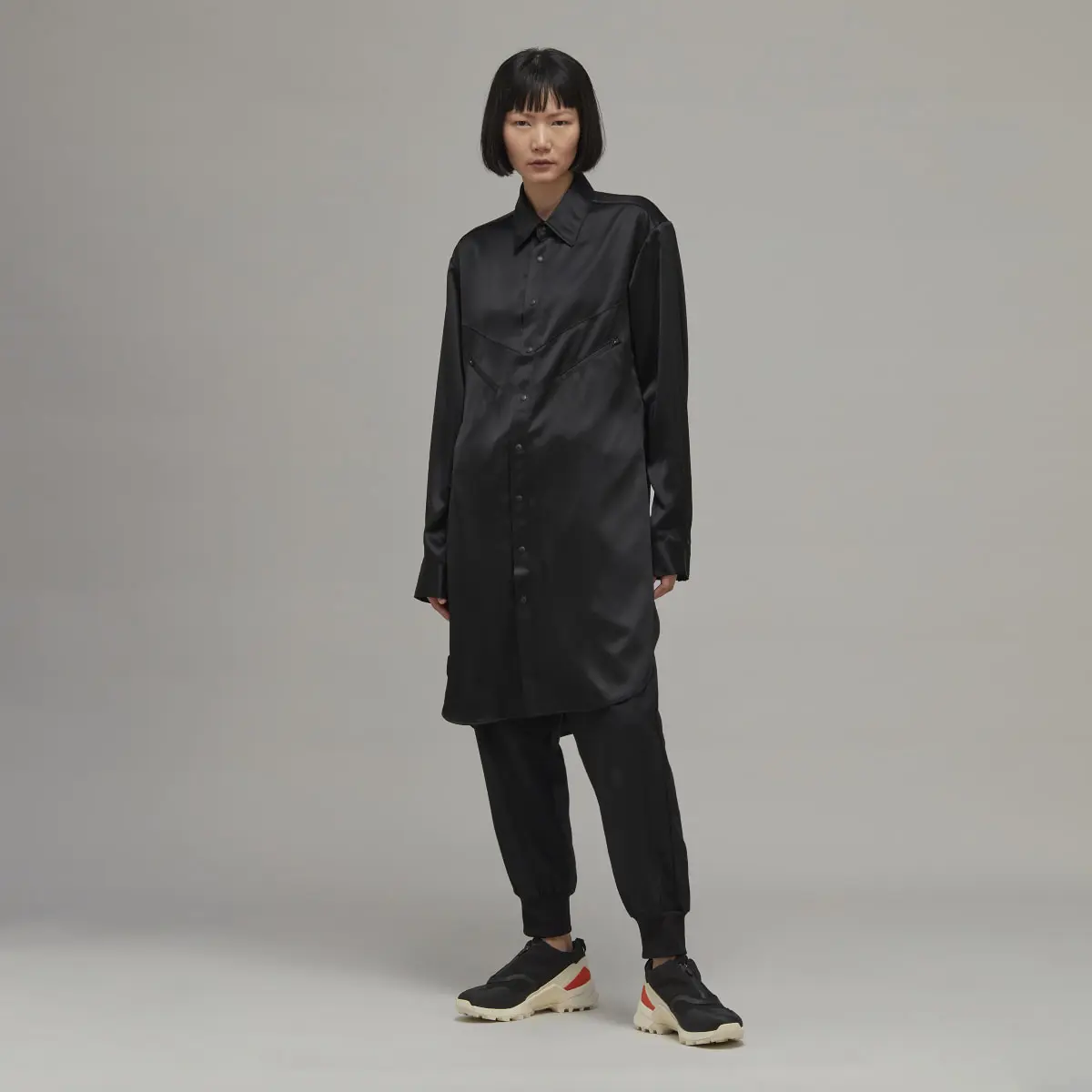 Adidas Y-3 Classic Tech Silk Shirt Dress. 1