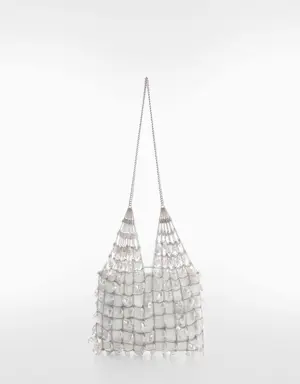 Metallic pearl mesh bag