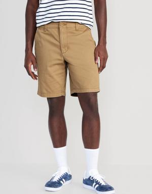 Straight Lived-In Khaki Non-Stretch Shorts for Men - 9-inch inseam brown