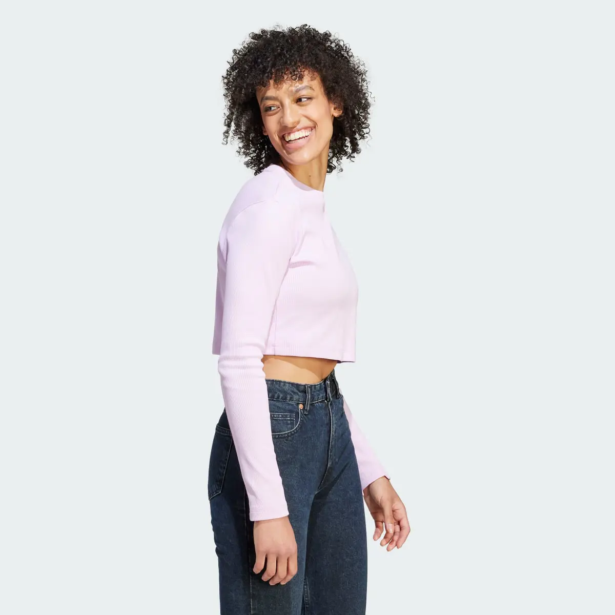 Adidas Lounge Ribbed Crop Long Sleeve Tee. 3