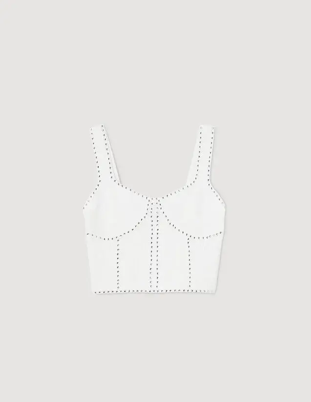 Sandro Rhinestone knit cropped top. 2