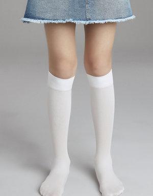 Beyaz Kız Çocuklu Mikro 40 Pantolon Çorabı