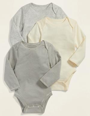 Unisex Long-Sleeve Bodysuit 3-Pack for Baby gray