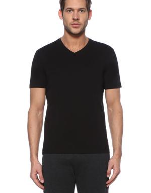 Siyah V Yaka Basic T-shirt