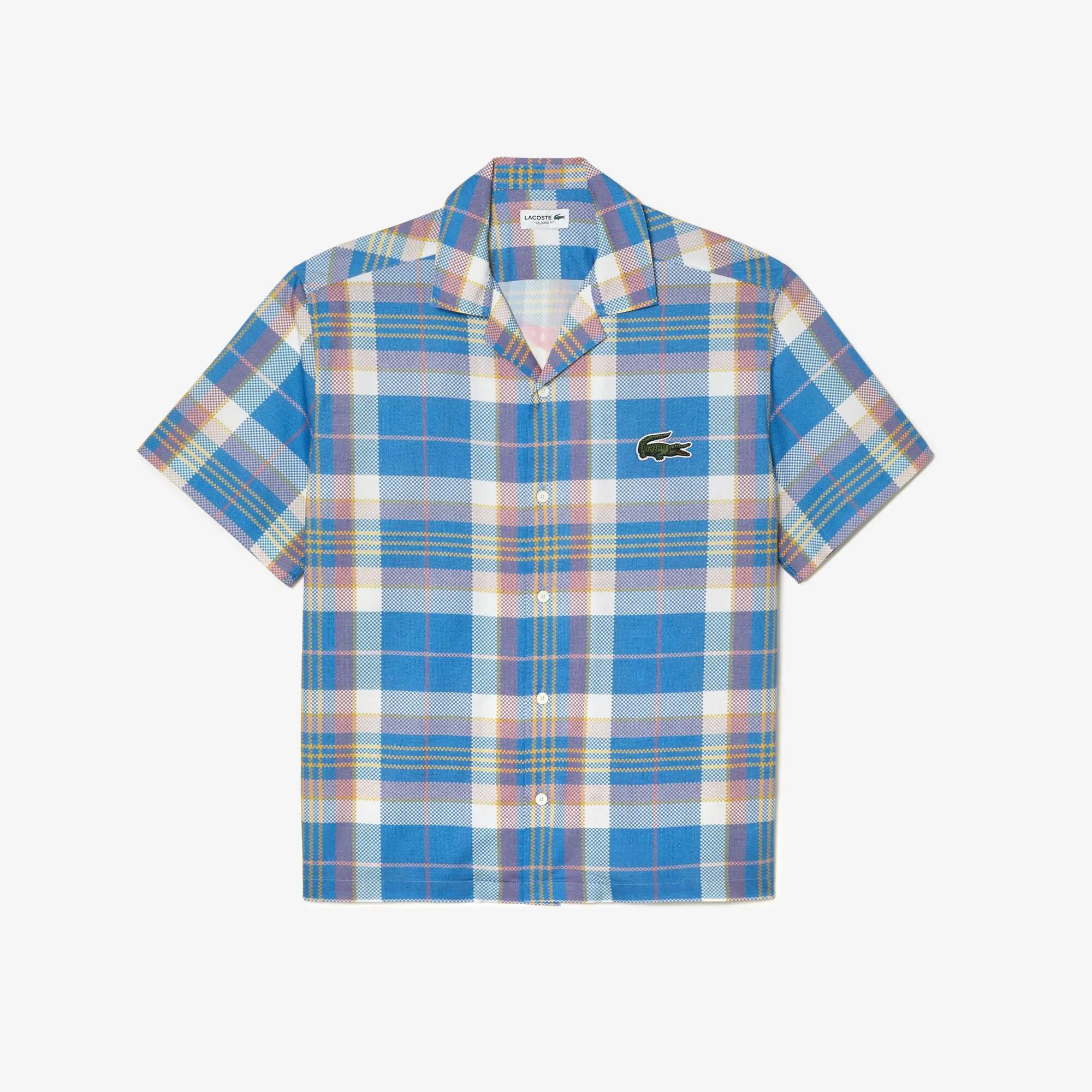 Lacoste Men’s Lacoste Short Sleeve Organic Cotton Check Shirt. 2