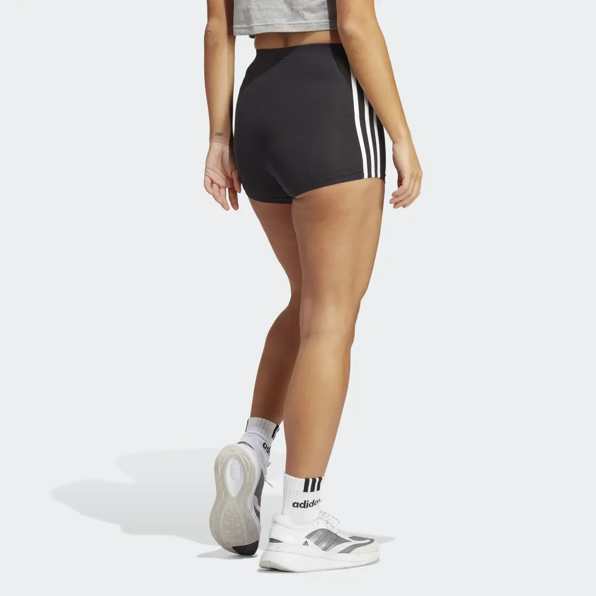 Adidas Essentials 3-Stripes Single Jersey Booty Shorts. 2