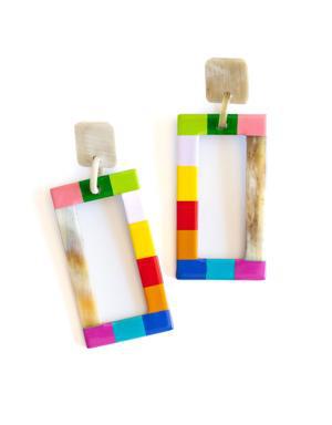 Rainbow Colorblock Earrings multi