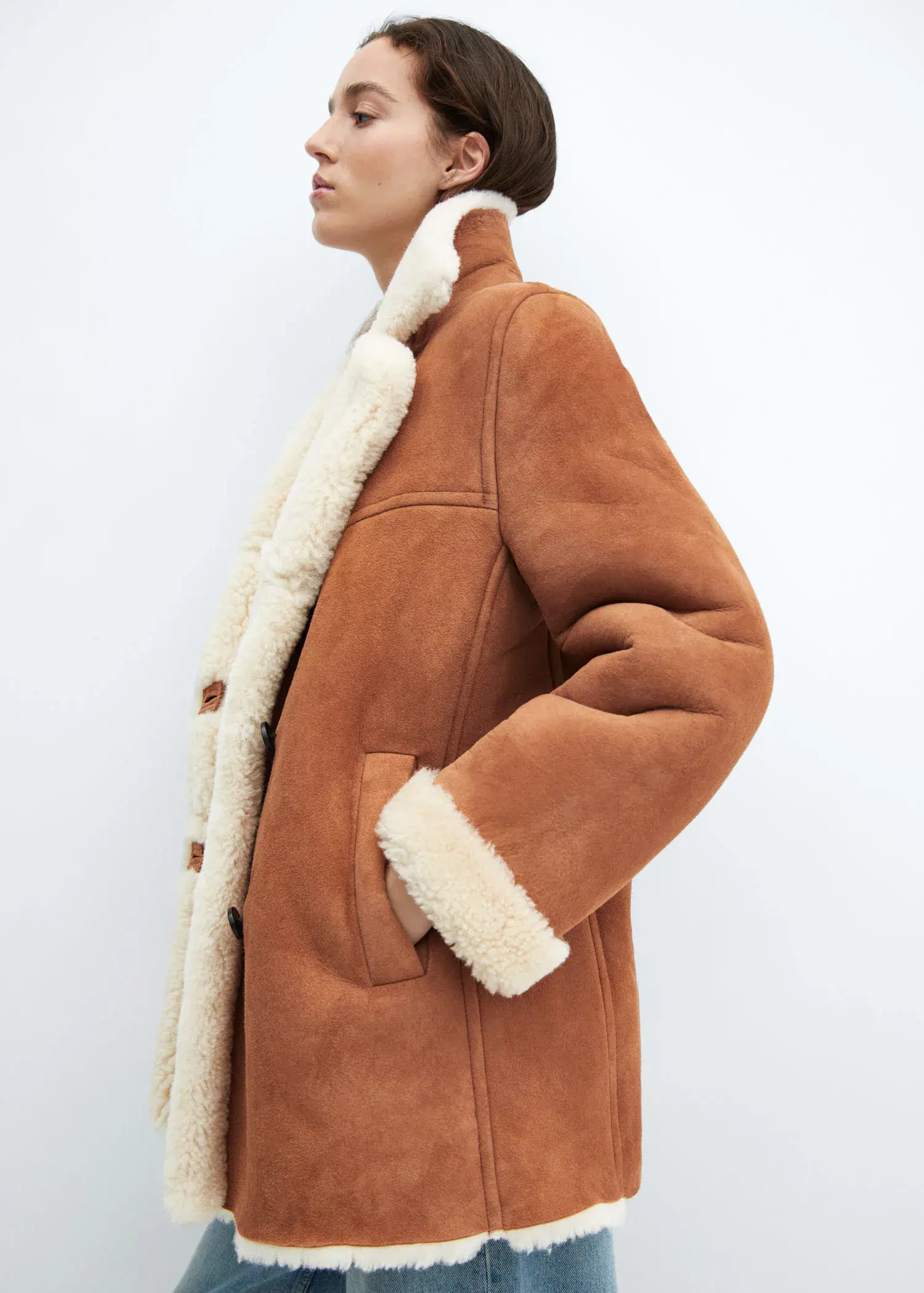 Mango Shearling-lined coat. 1