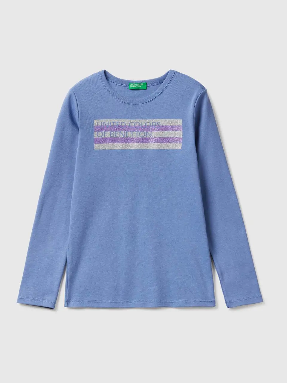 Benetton long sleeve t-shirt with glitter print. 1