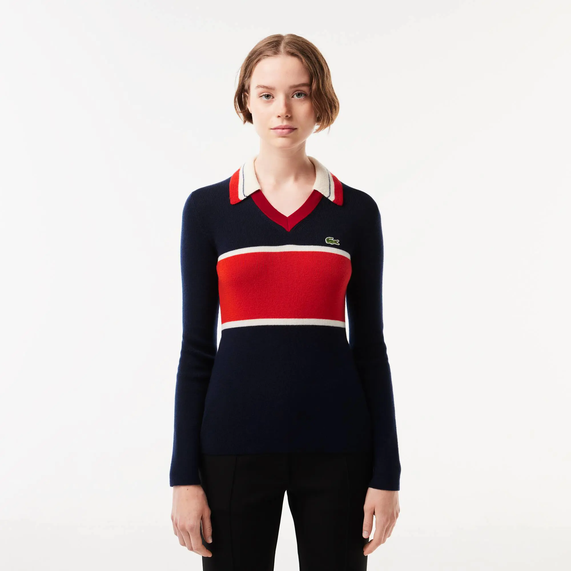 Lacoste Pullover mit Kontrast-Polokragen, in Frankreich gefertigt. 1 Lacoste Pullover mit Kontrast-Polokragen, in Frankreich gefertigt. 1