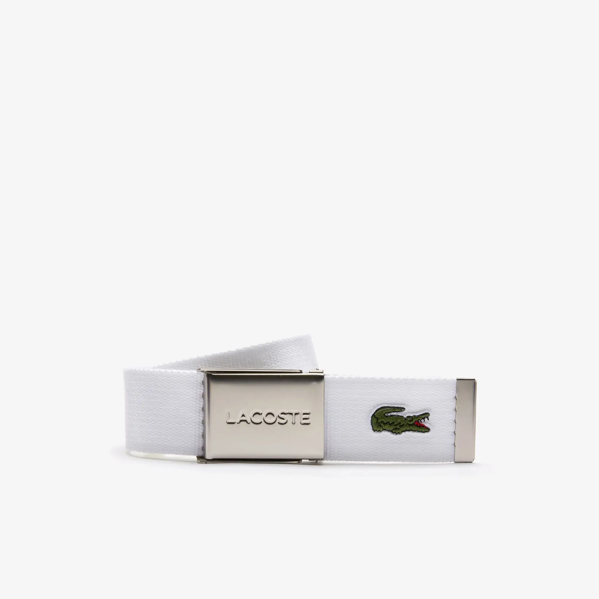 Lacoste Herren MADE IN FRANCE Gürtel aus Gewebe mit gravierter Schnalle. 1 Lacoste Herren MADE IN FRANCE Gürtel aus Gewebe mit gravierter Schnalle. 1