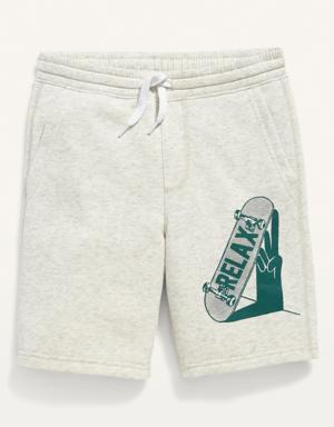 Flat Front Fleece Jogger Shorts for Boys (At Knee) beige