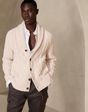French Terry Button-Front Cardigan Sweater