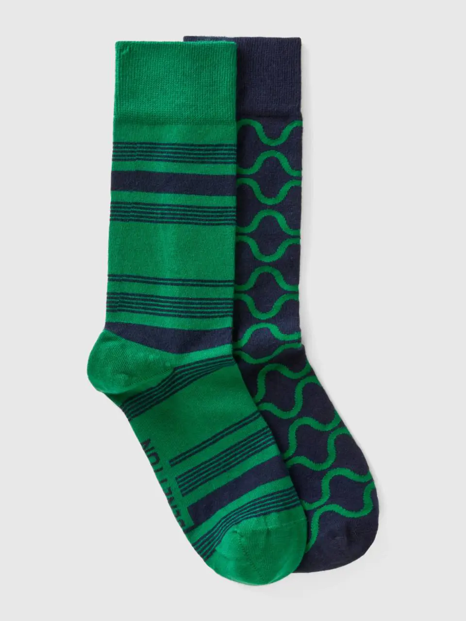 Benetton two pairs of dark blue and green socks. 1