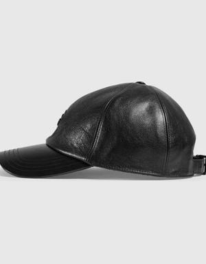 Leather baseball hat with Double G