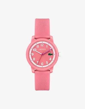 Relógio Lacoste.12.12 com pulseira de silicone rosa para criança