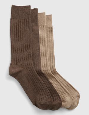 Cotton Dress Socks (2-Pack) brown