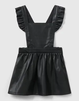 overall skirt in imitation leather fabric