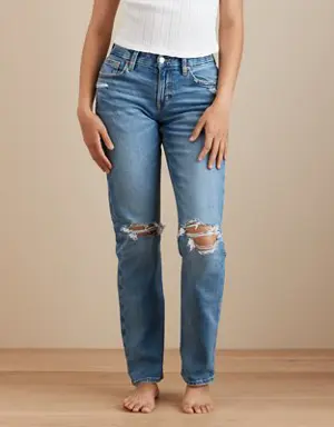 Stretch Curvy Ripped Straight Jean