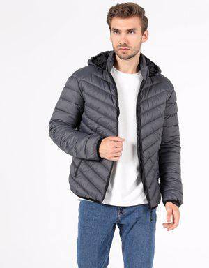  Slim Fit Erkek Antrasit Mont