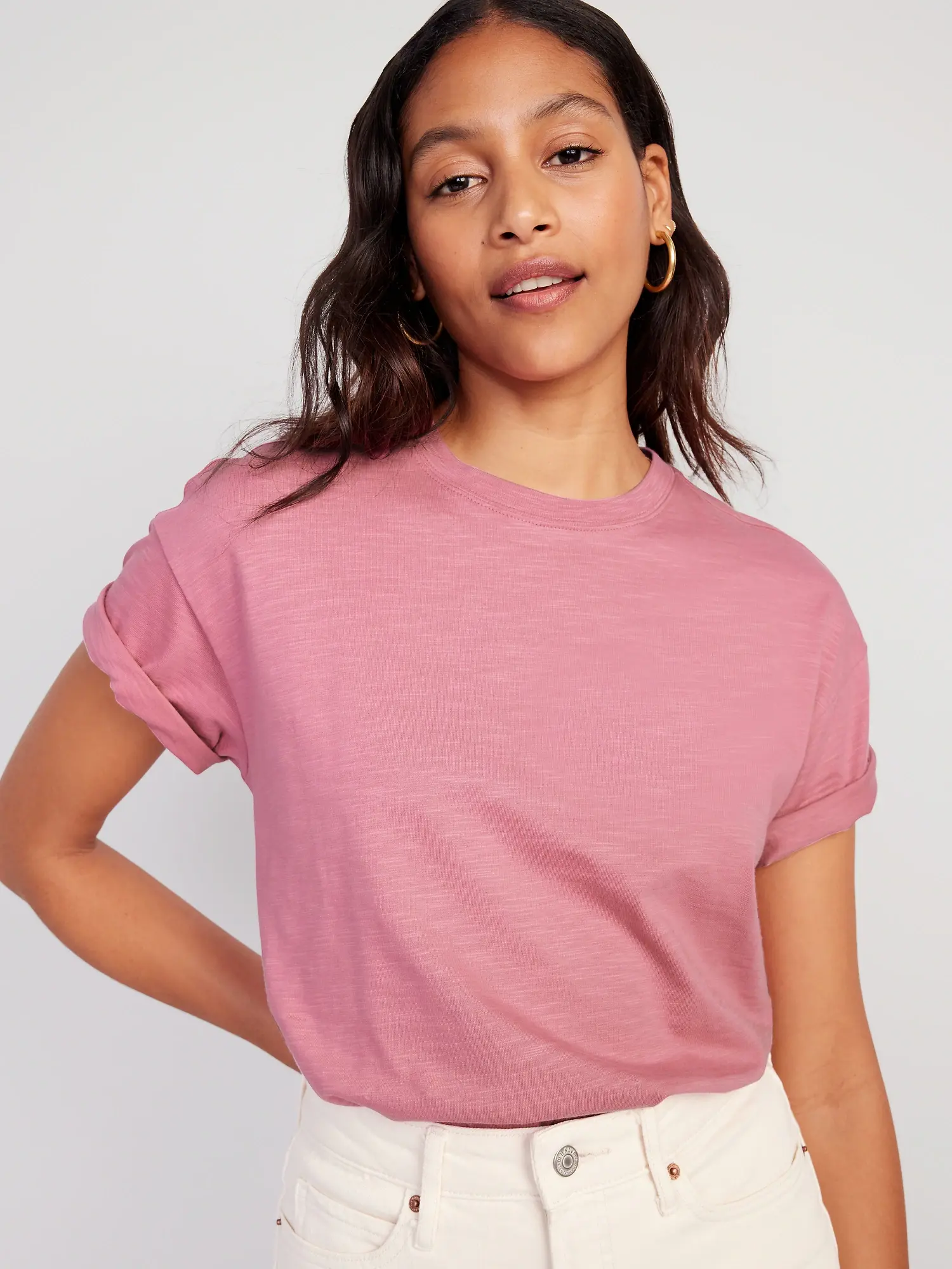 Old Navy Vintage Slub-Knit T-Shirt for Women pink. 1