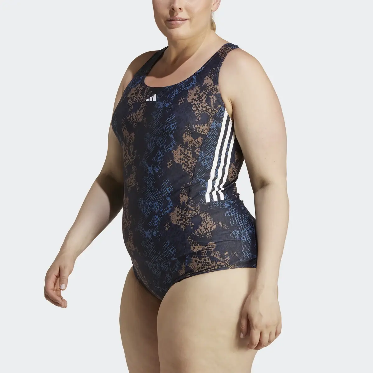 Adidas 3-Stripes Graphic Swimsuit (Plus Size). 1