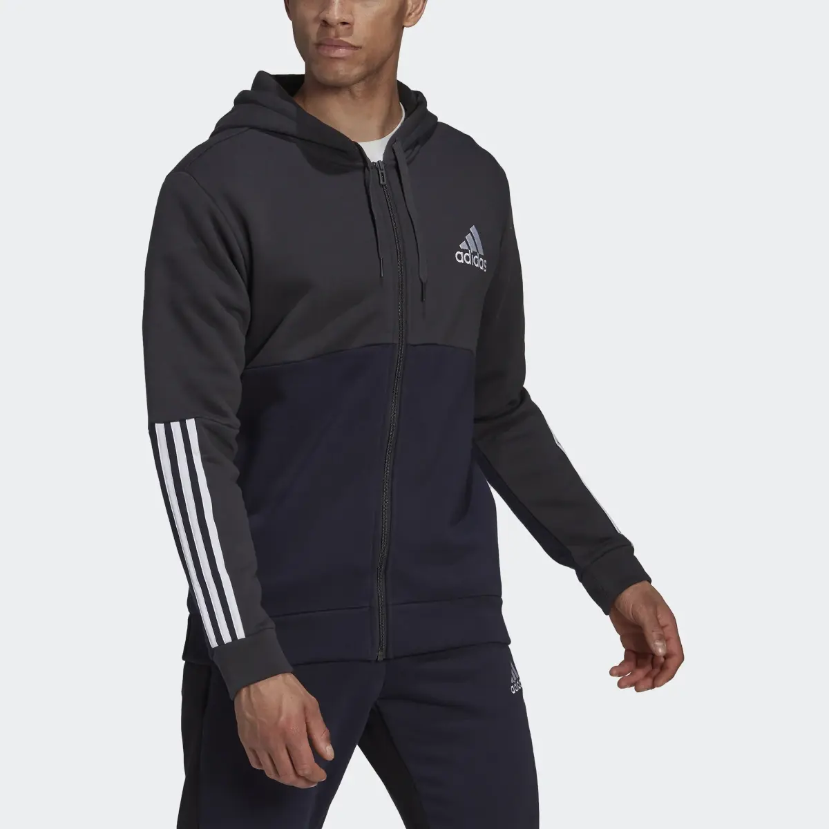 Adidas Essentials Colorblock Fleece Full-Zip Hoodie. 1