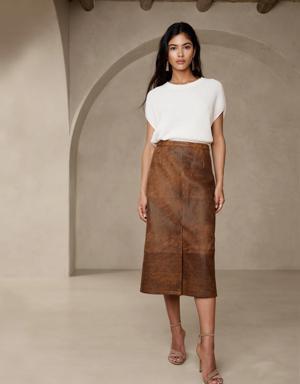 BR ARCHIVES Leather Walking Skirt brown