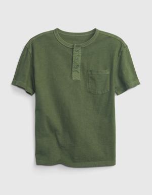 Kids Pocket Henley T-Shirt green