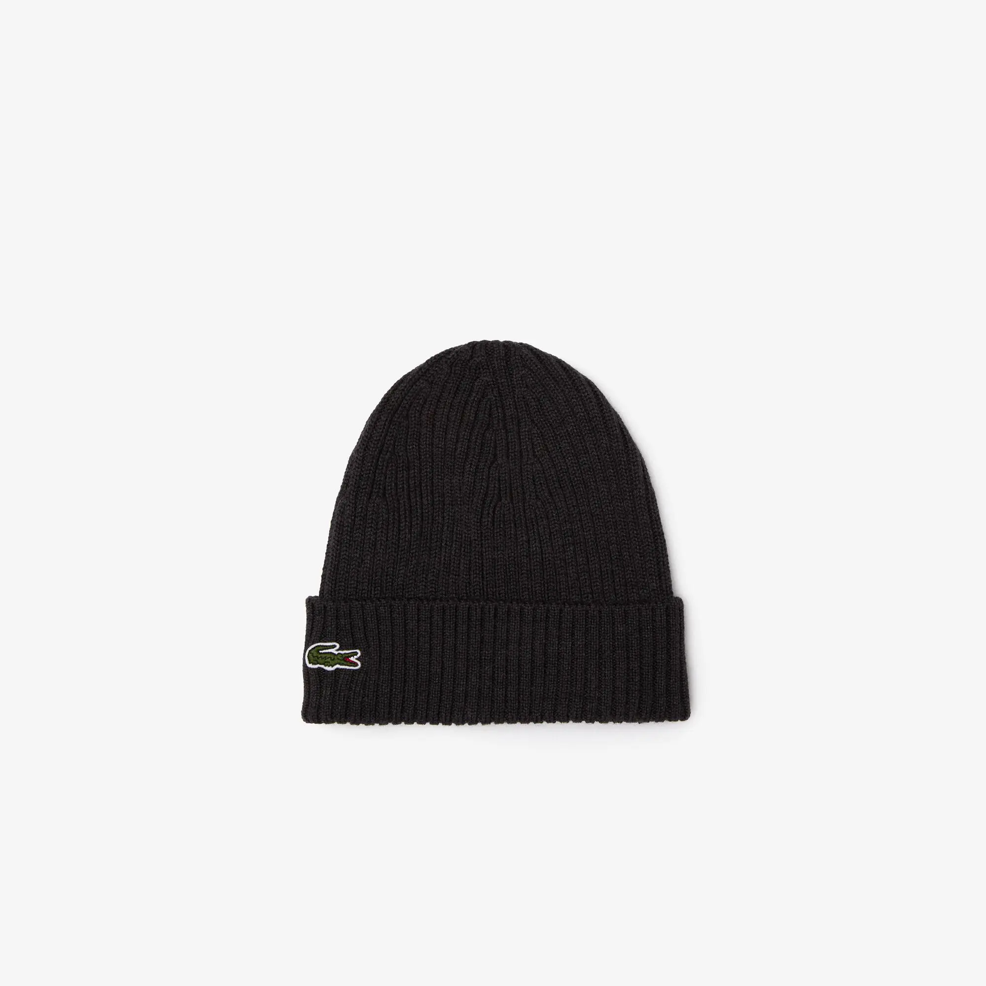 Lacoste Unisex Ribbed Wool Beanie. 1