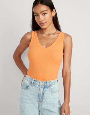 Old Navy First-Layer Rib-Knit V-Neck Tank Top for Women orange