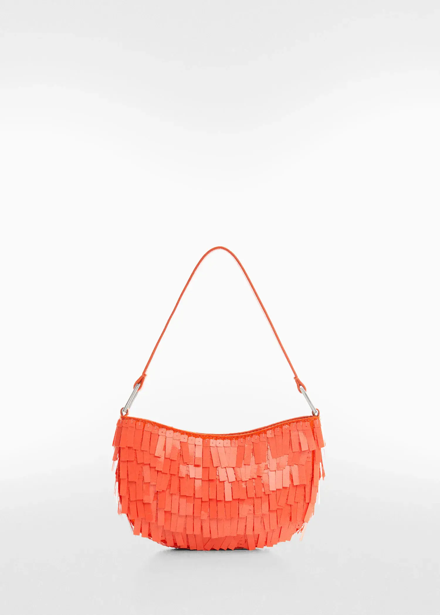 Mango Fringed shoulder bag. an image of a purse that is orange 