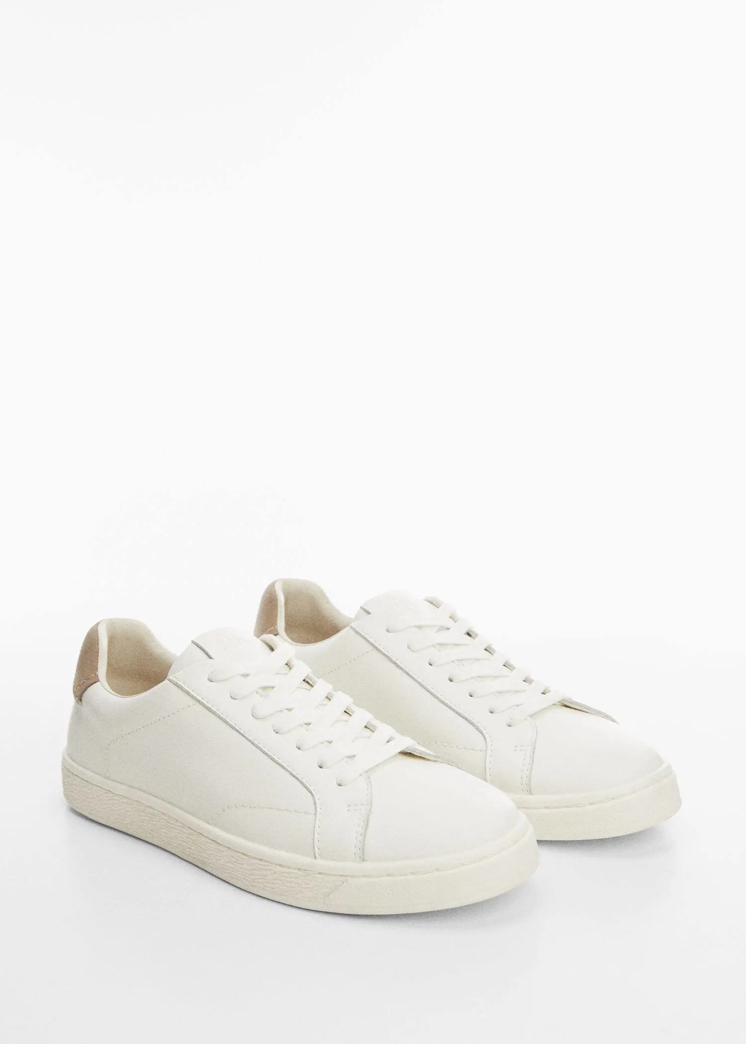 Mango Contrasting panel leather sneakers. 3