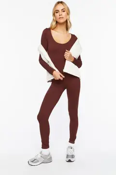 Forever 21 Forever 21 Seamless Ribbed Jumpsuit Brown. 2