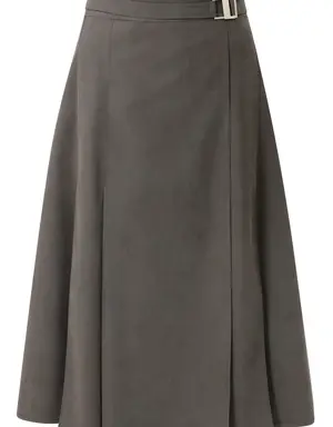 Belted Knee Long Skirt