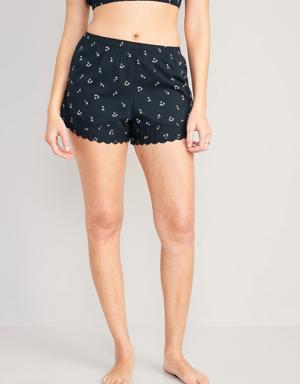 High-Waisted Pajama Shorts for Women -- 3-inch inseam blue