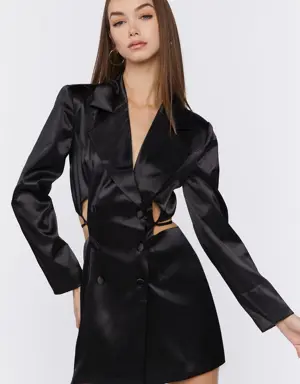 Forever 21 Cutout Satin Blazer Dress Black