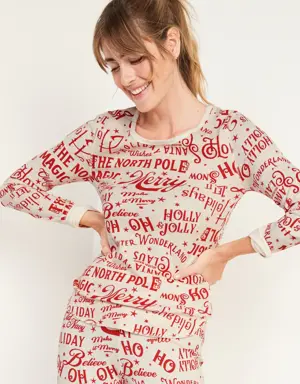 Printed Thermal-Knit Long-Sleeve Pajama Top for Women multi