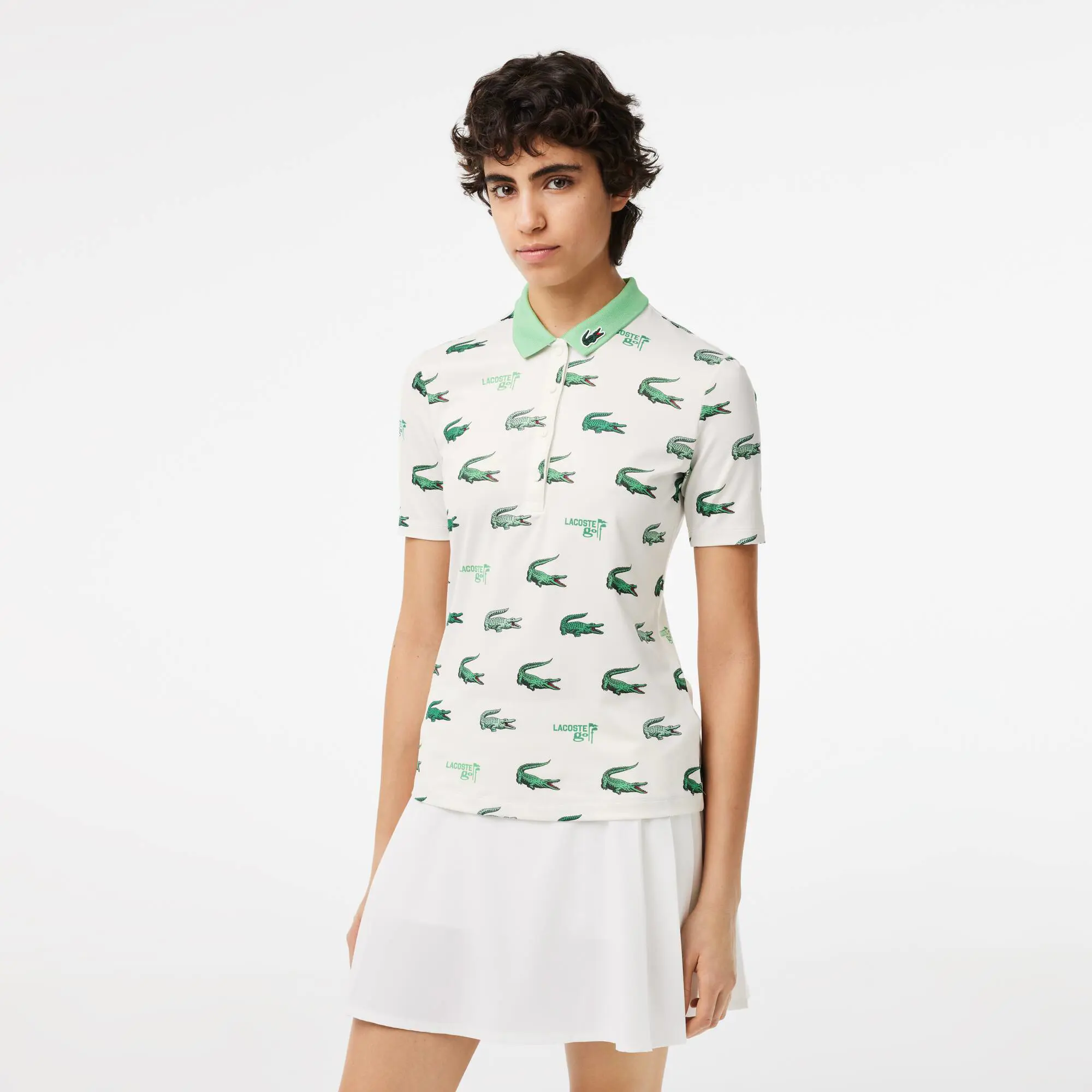 Lacoste Women’s Lacoste Golf Crocodile Print Polo Shirt. 1