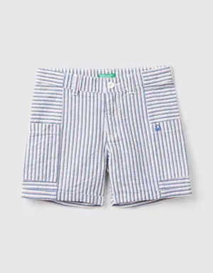 striped shorts with pockets