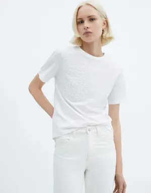 T-shirt bordada algodão