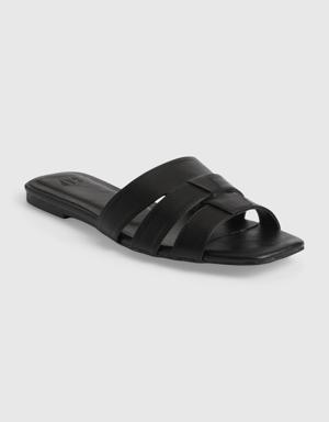 Faux-Leather Sandals black