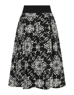 Black White Floral Midi Skirt