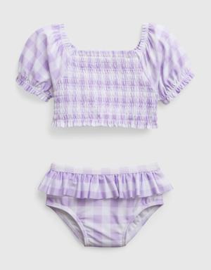 Baby Recycled Gingham Swim Two-Piece purple