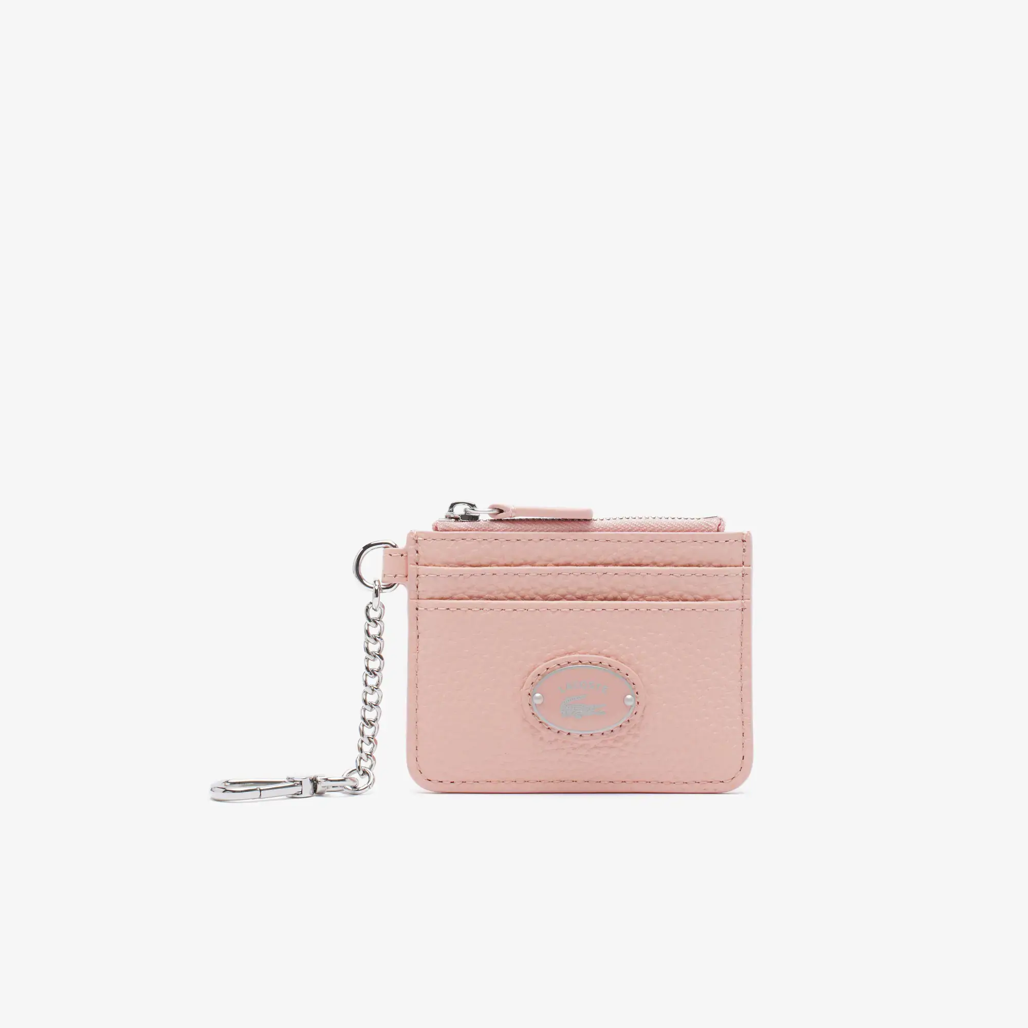 Lacoste Women's Snap Hook Grained Leather Card Holder. 1