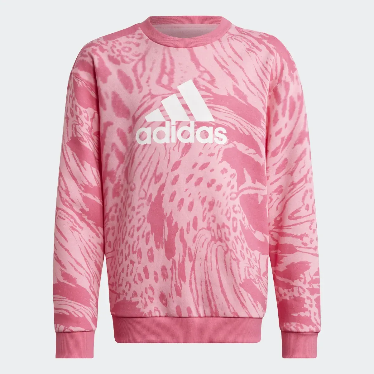 Adidas Future Icons Hybrid Animal Print Cotton Loose Sweatshirt. 1