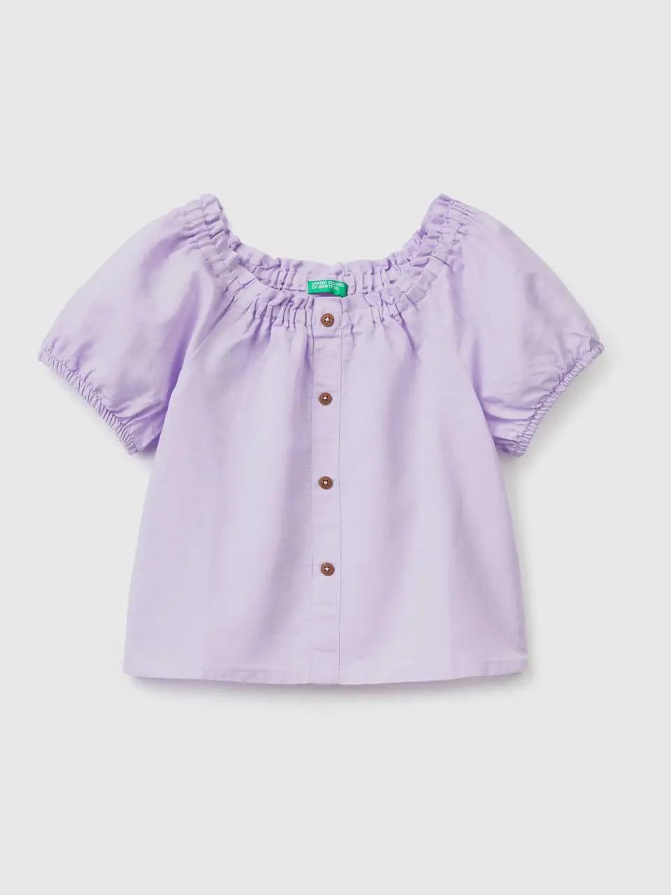 Benetton short sleeve blouse in linen blend. 1