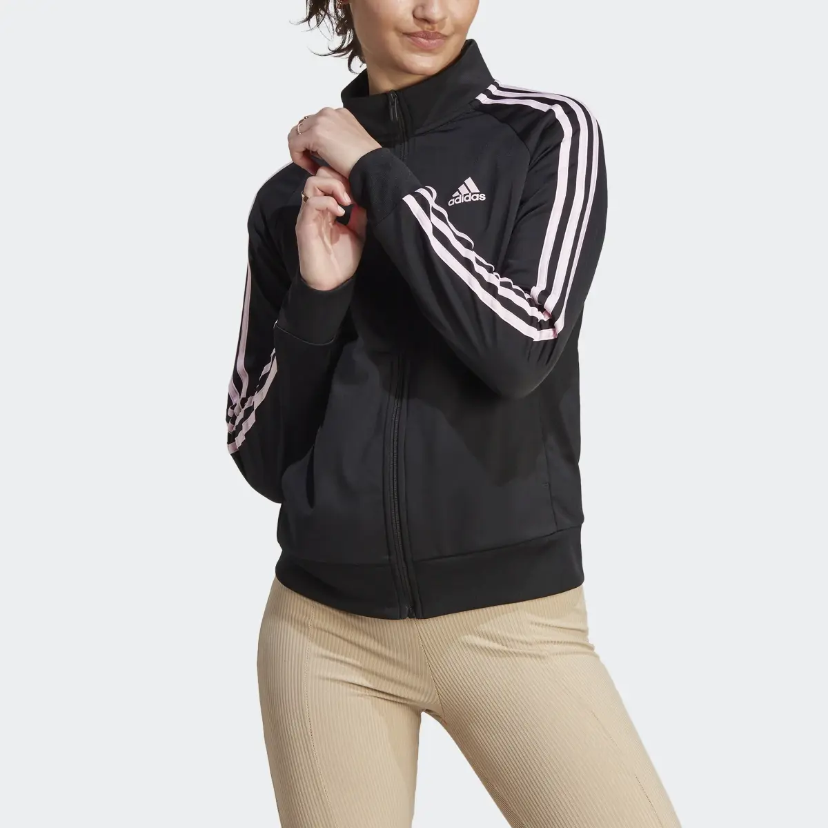 Adidas Primegreen Essentials Warm-Up Slim 3-Stripes Track Jacket. 1