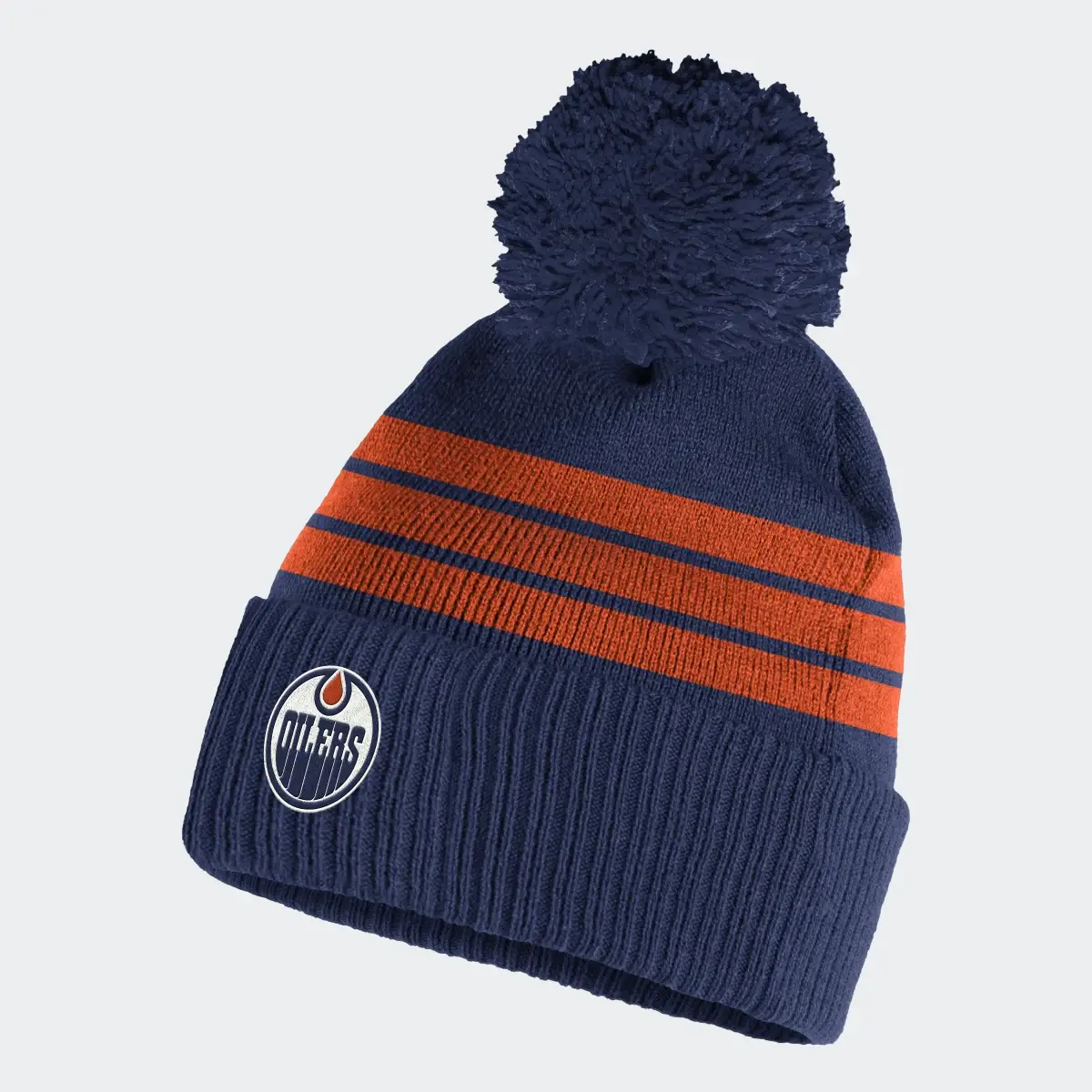 Adidas Oilers Cuffed Pom Beanie. 1